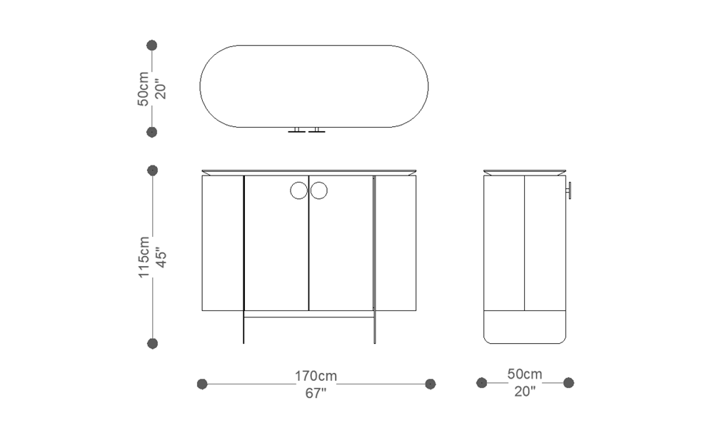 Image of the main dimensions of the product